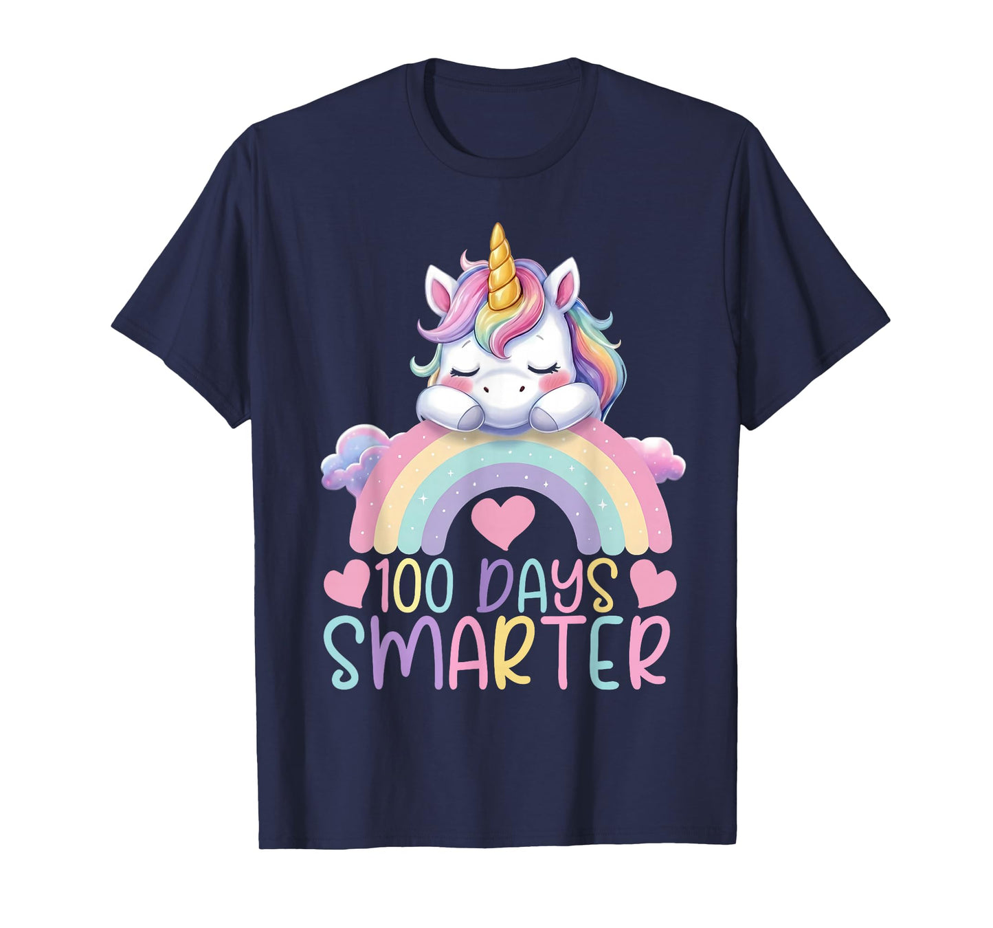 100 Days Smarter Kids Girls Unicorn 100th Day of School T-Shirt