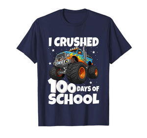 Kids I Crushed 100 Days of School Monster Truck 100 Days Smarter T-Shirt