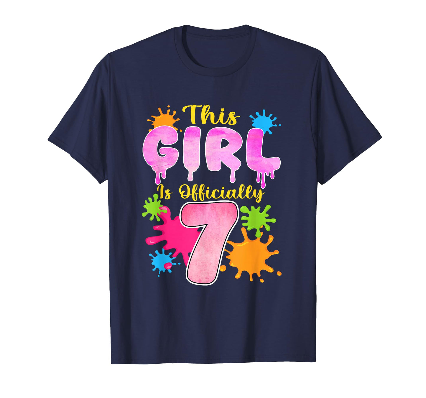 This Girl is Officially 7 Year Old Slime Themed 7th Birthday T-Shirt