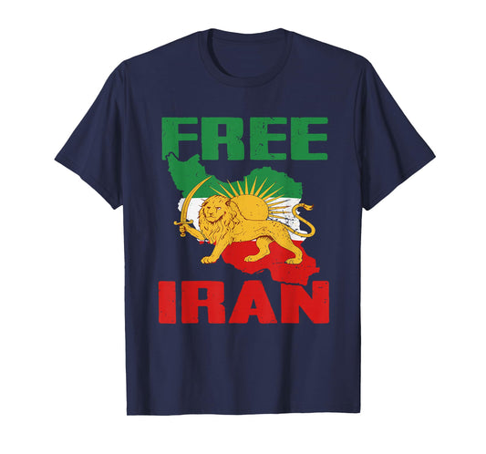 Free Iran T Iranian Flag Lion T-Shirt
