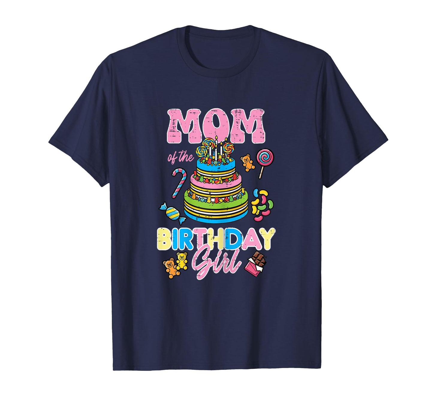 Mom of Birthday Girl Cake Bday Party Family Matching Women T-Shirt
