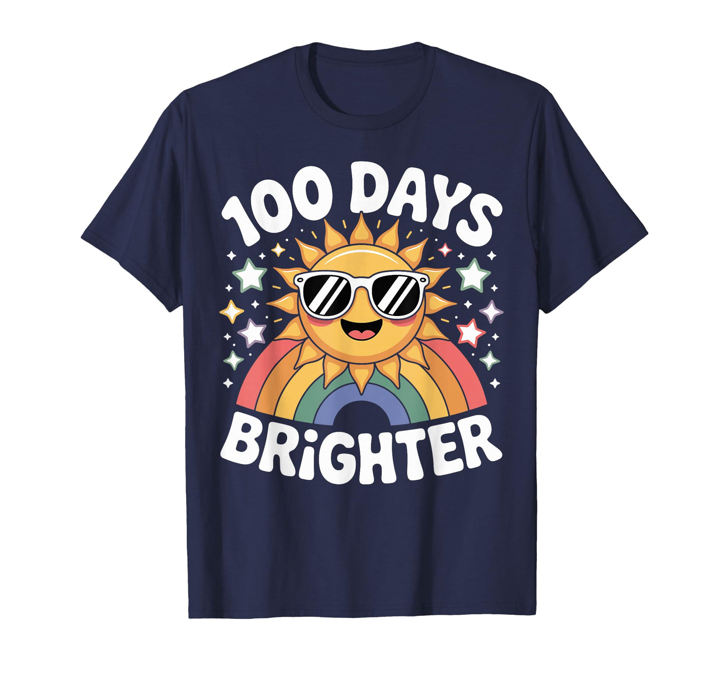 100 Days Brighter Cute Rainbow Sunshine School Design T-Shirt
