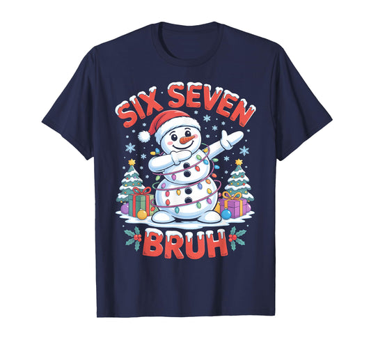 Bruh 67 Six Seven Snowman Dabbing Christmas Shirts Boys Kids T-Shirt