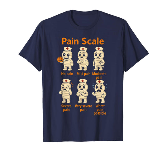 Pain Scale Cute Nurse Mummy Halloween Trauma Funny Nurse T-Shirt