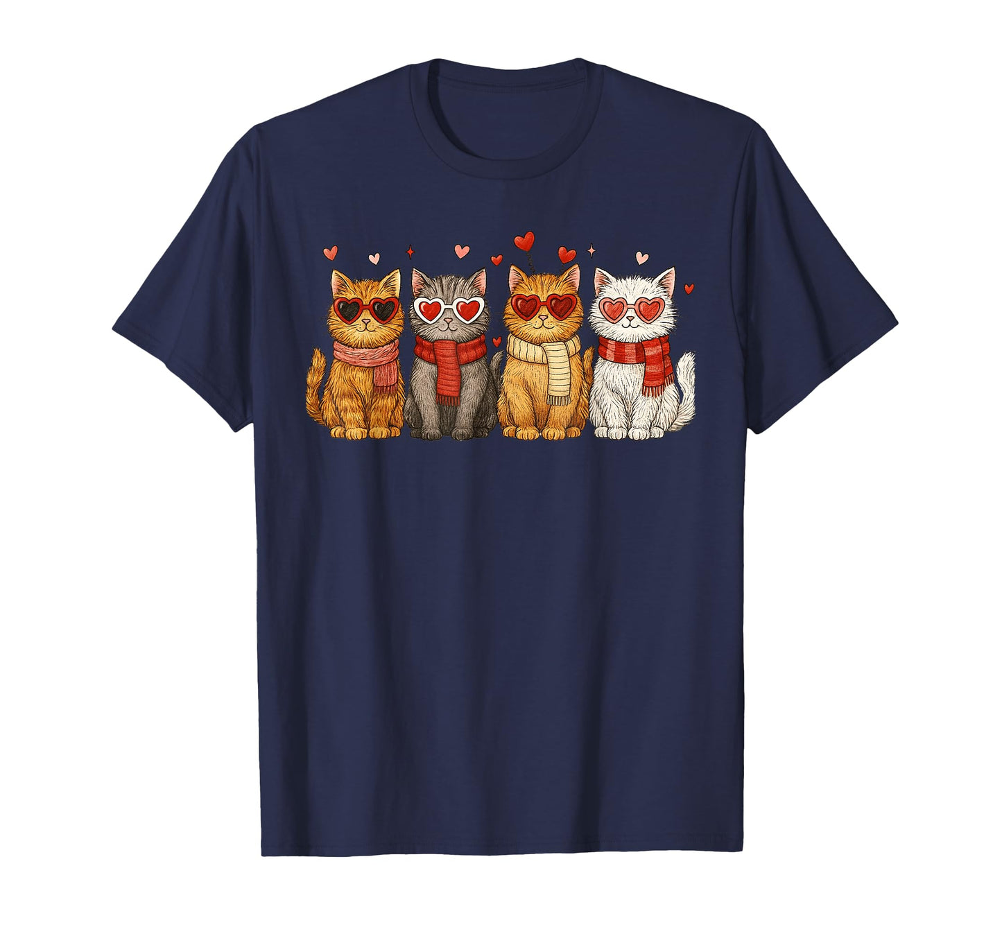 Happy Meowentines Cute Cat Valentine Funny Hearts Women Girl T-Shirt