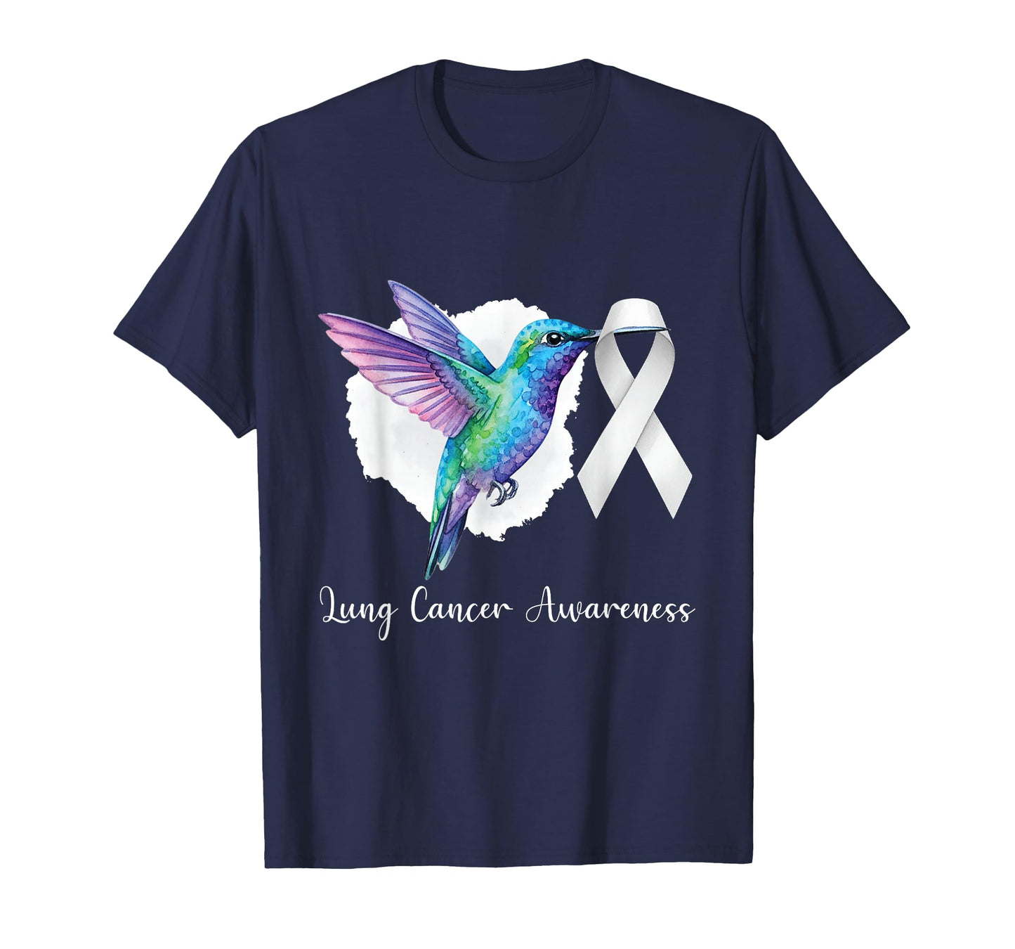 White Ribbon Lung Cancer Survivor Bird Lung Cancer Awareness T-Shirt