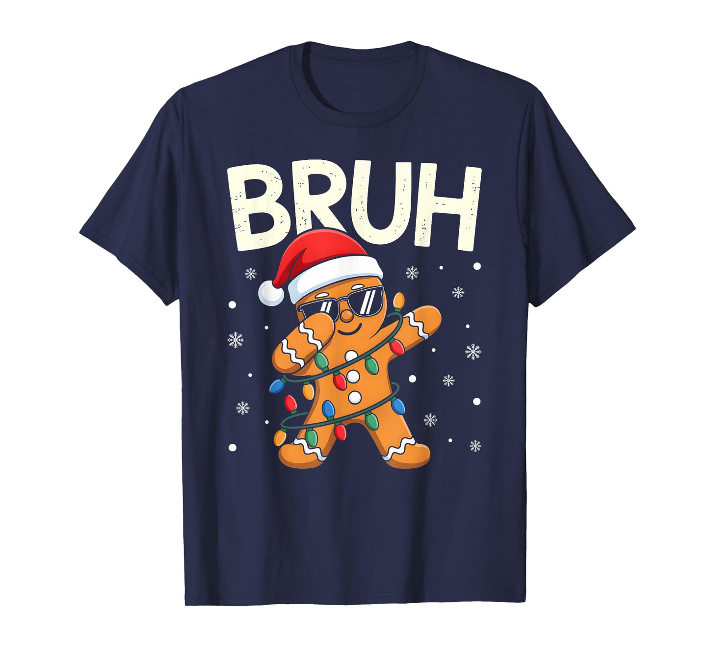 Bruh Christmas Gingerbread Boys Teens Kids Xmas Pajamas T-Shirt