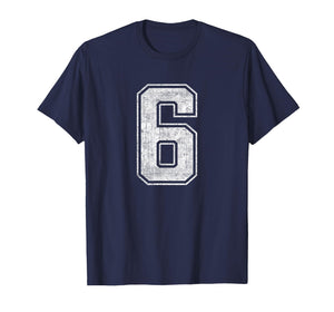 Funny 6 Number Six Graphic Group Halloween Birthday Retro T-Shirt