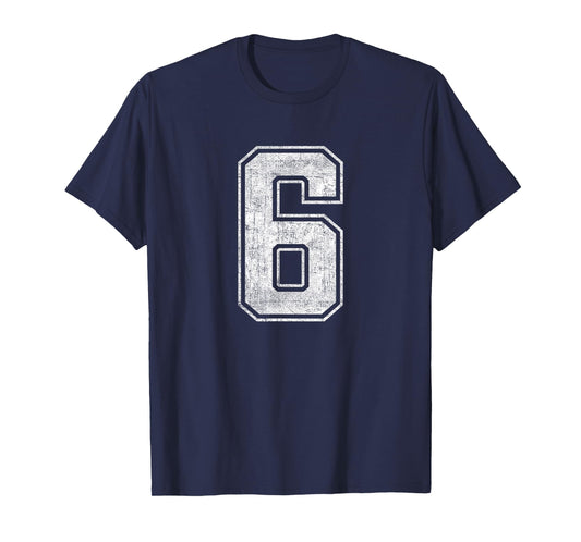 Funny 6 Number Six Graphic Group Halloween Birthday Retro T-Shirt