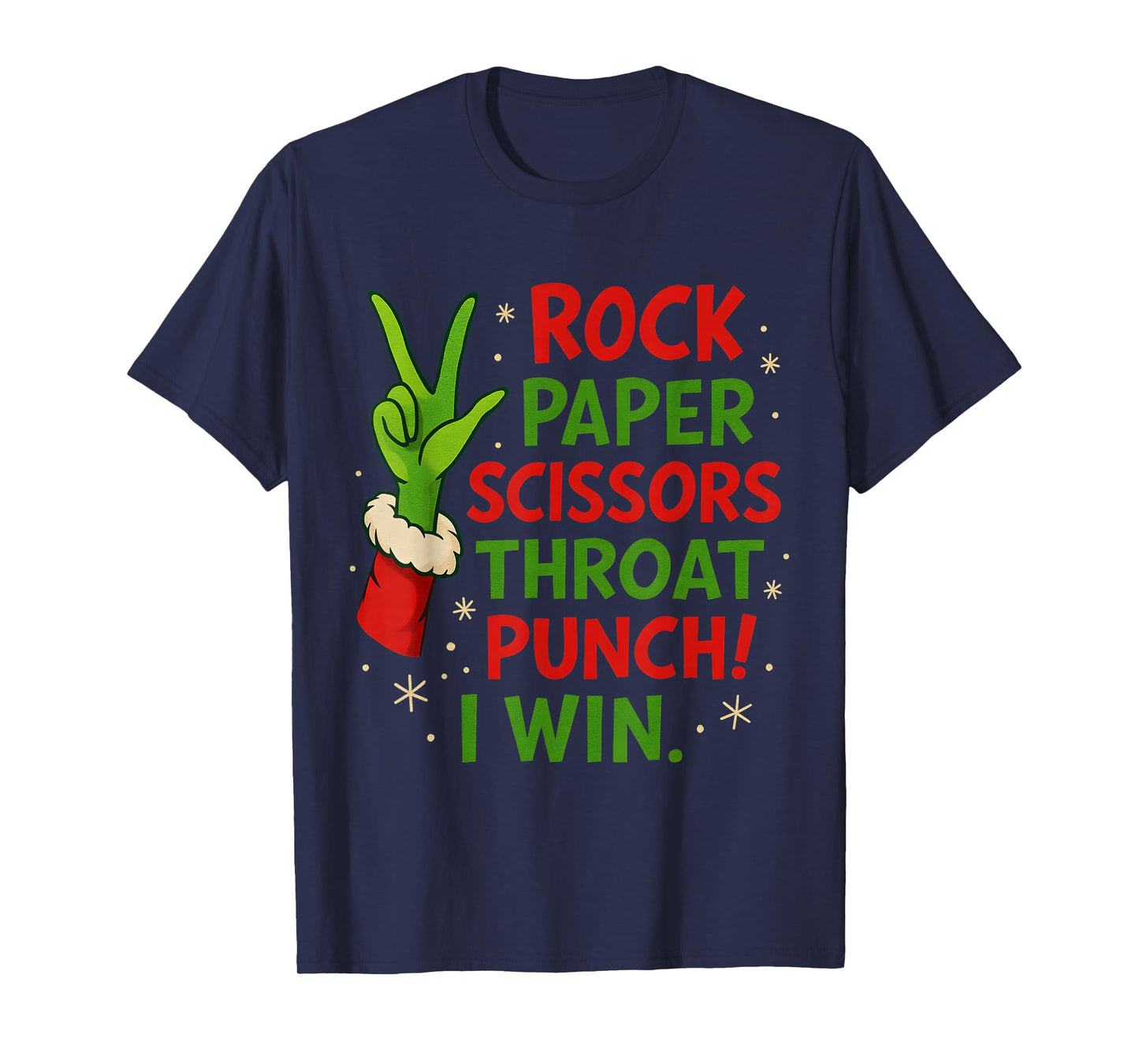 Funny Christmas Rock Paper Scissors Throat Punch T-Shirt