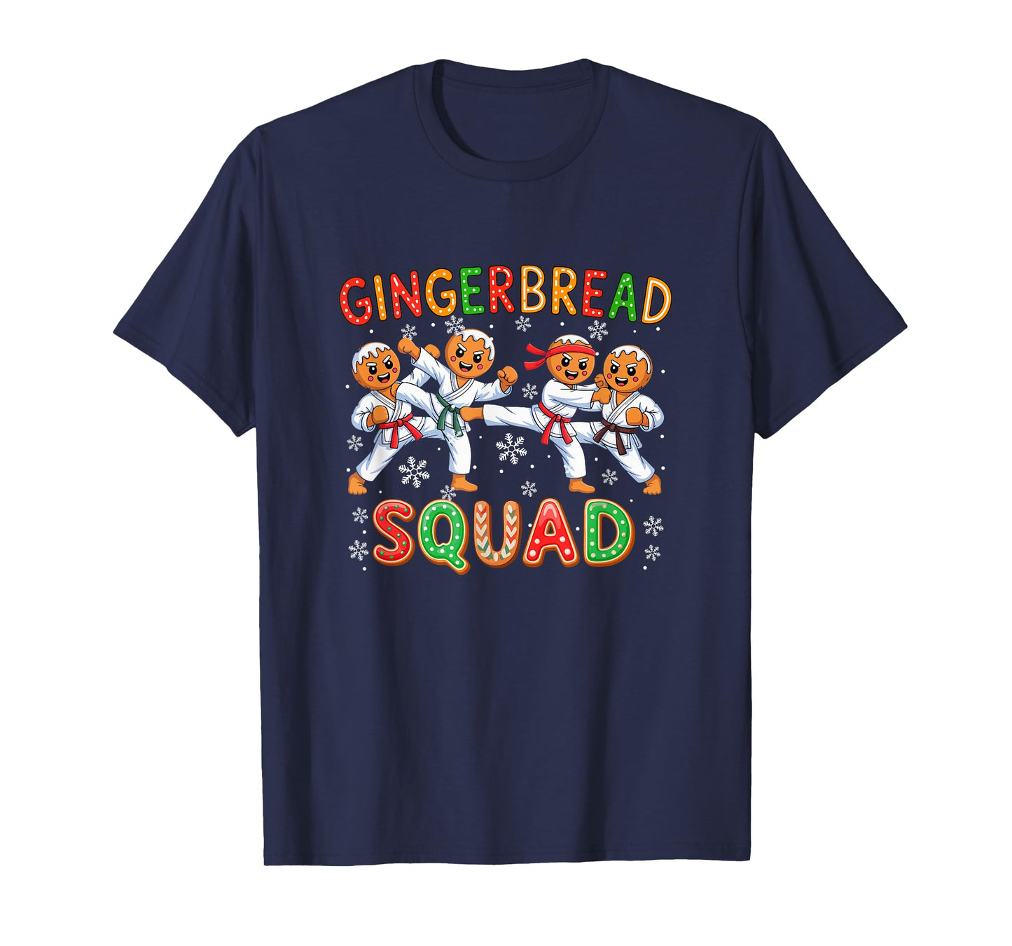 Gingerbread Squad Christmas Karate Lover Funny Baker T-Shirt