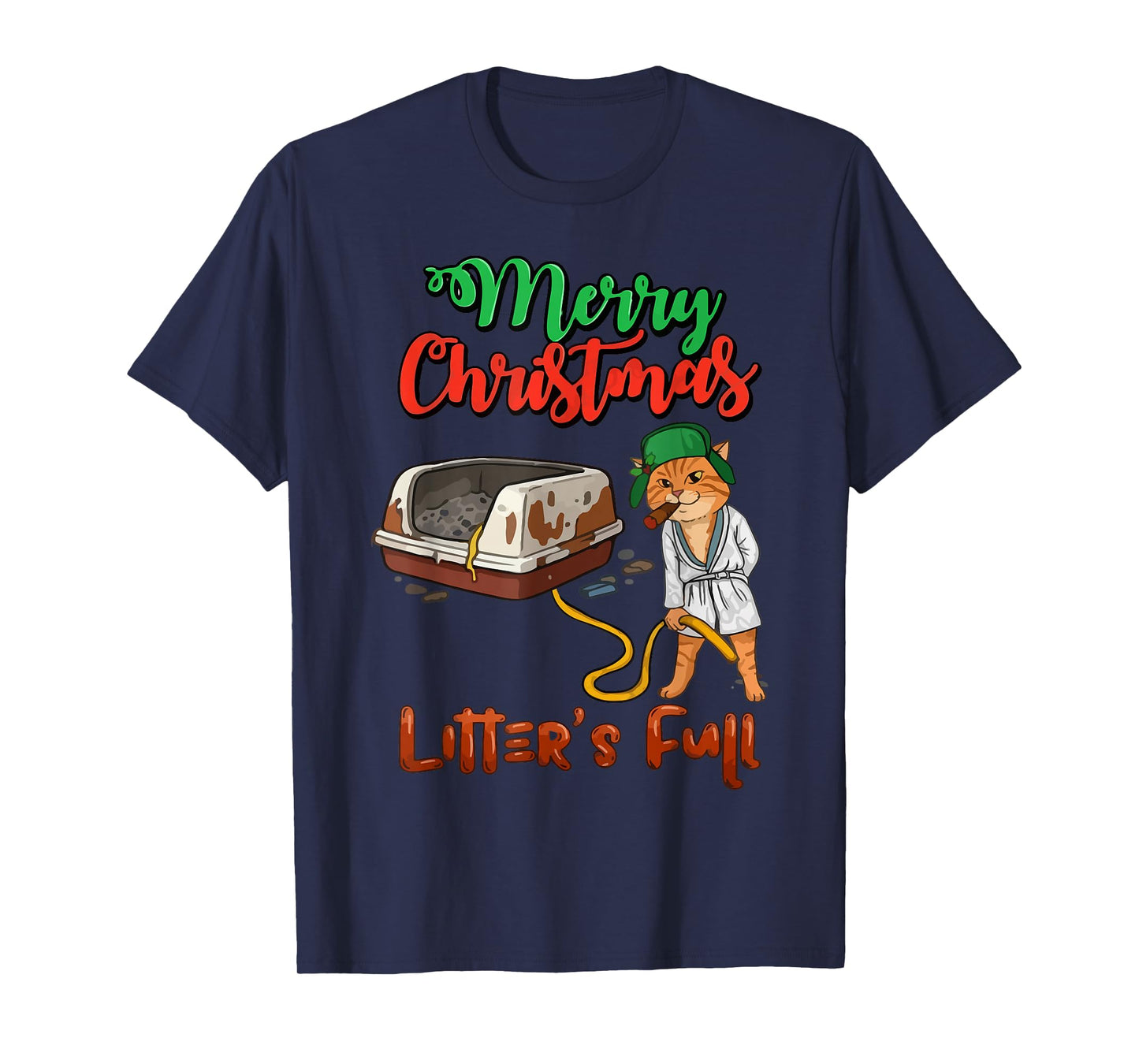 Litter's Full Merry Christmas Funny Cat Lovers Holidays Xmas T-Shirt