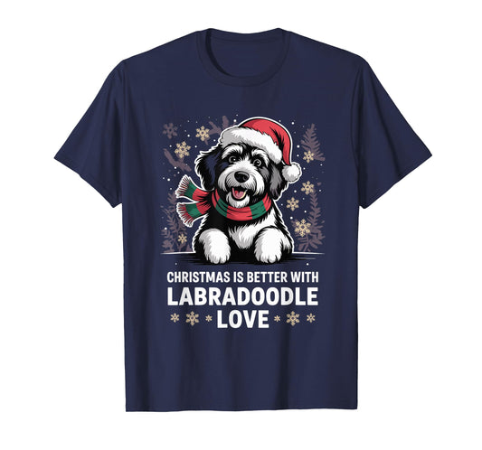 Cute Xmas Puppy Christmas is Better with Labradoodle Love T-Shirt