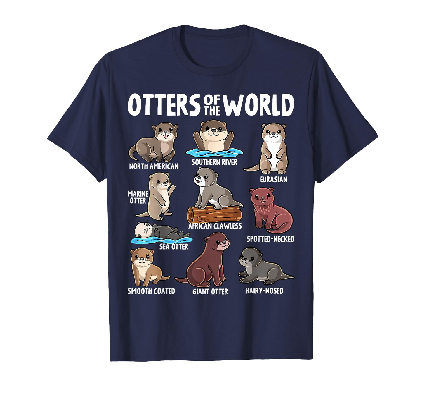 Otters of The World Sea Animal Cute Chibi Otter Lover T-Shirt