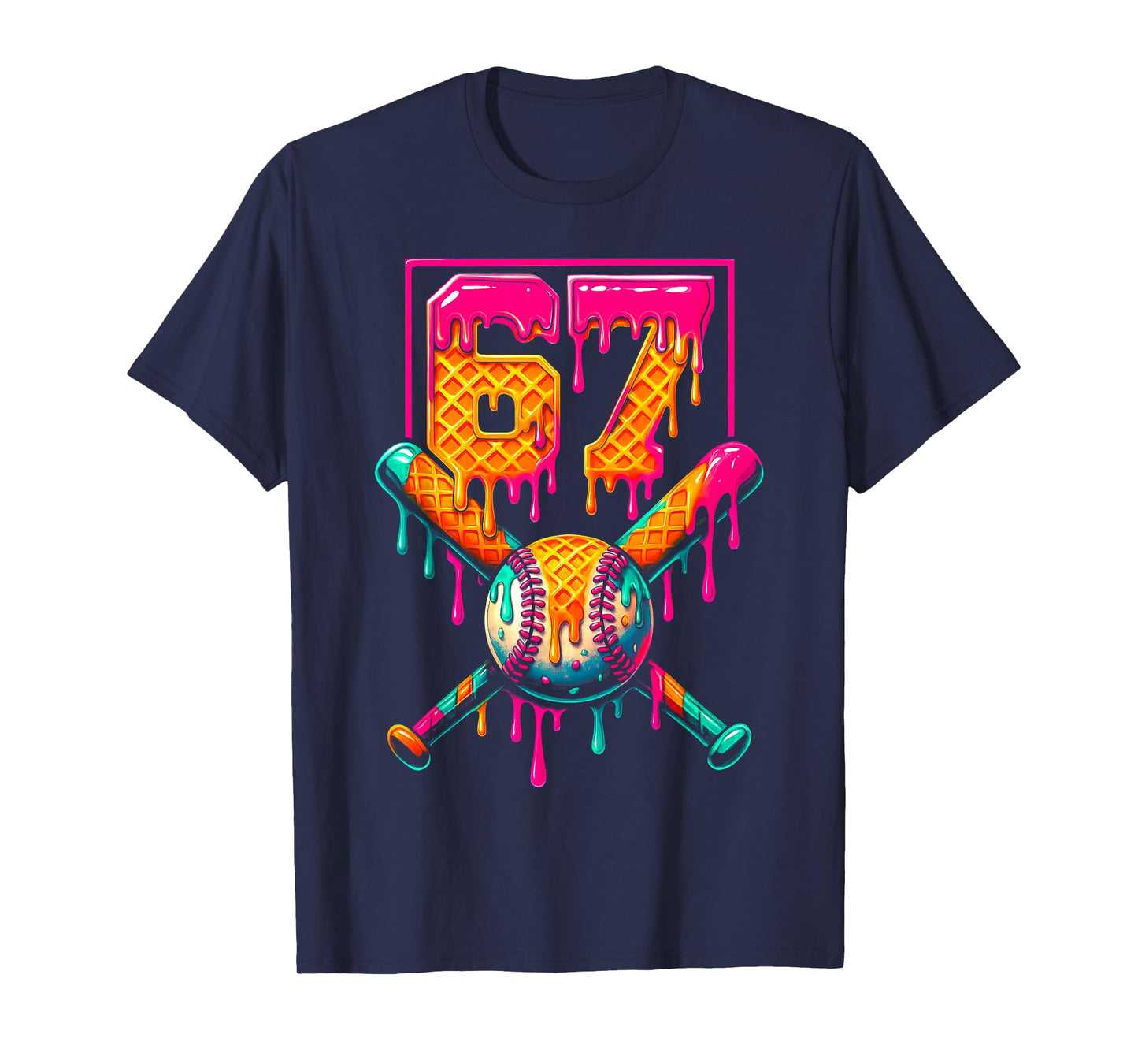 Funny Dripping 67 Birthday Baseball Drip Number 67 T-Shirt