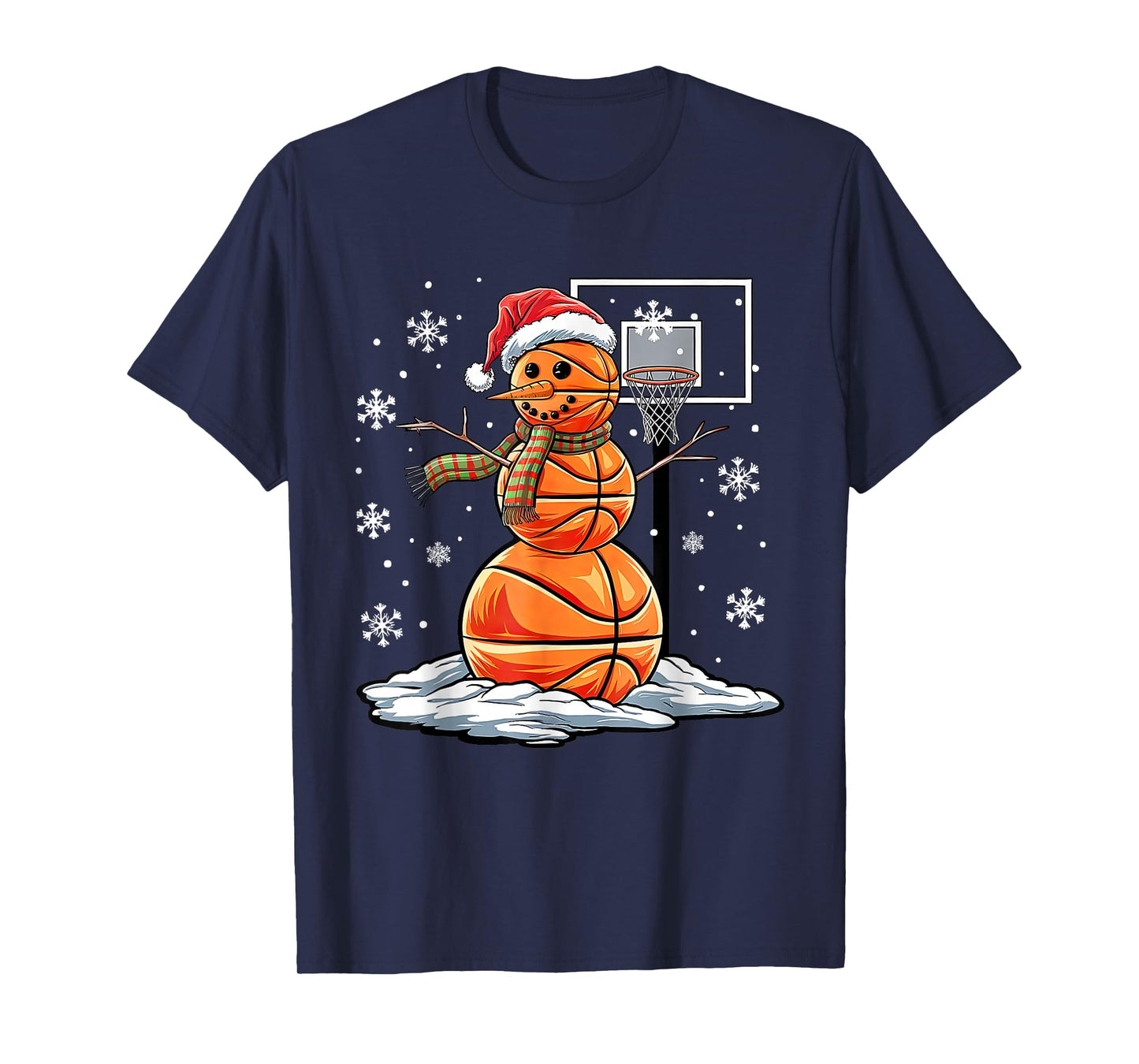 Cute Christmas Basketball Snowman Shirt Basketball Christmas T-Shirt