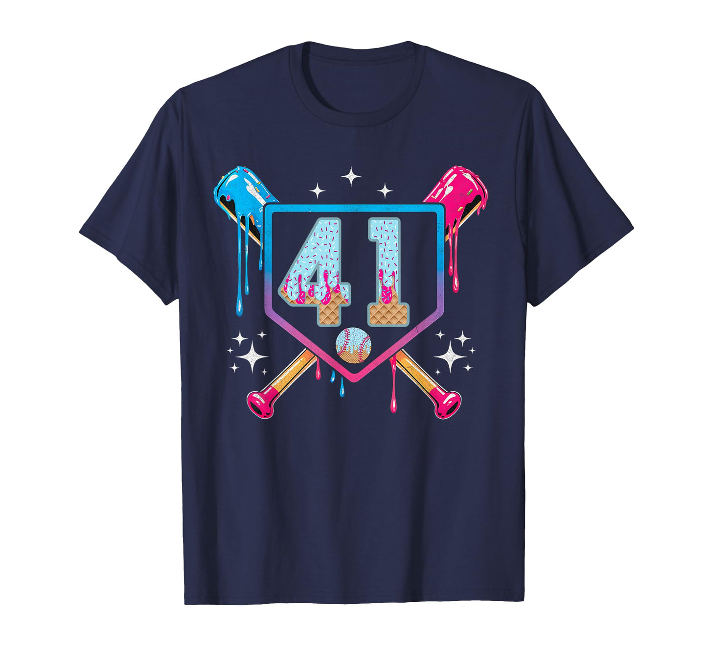 Baseball 41 Year Old Ice Cream Drip 41th Birthday Number 41 T-Shirt