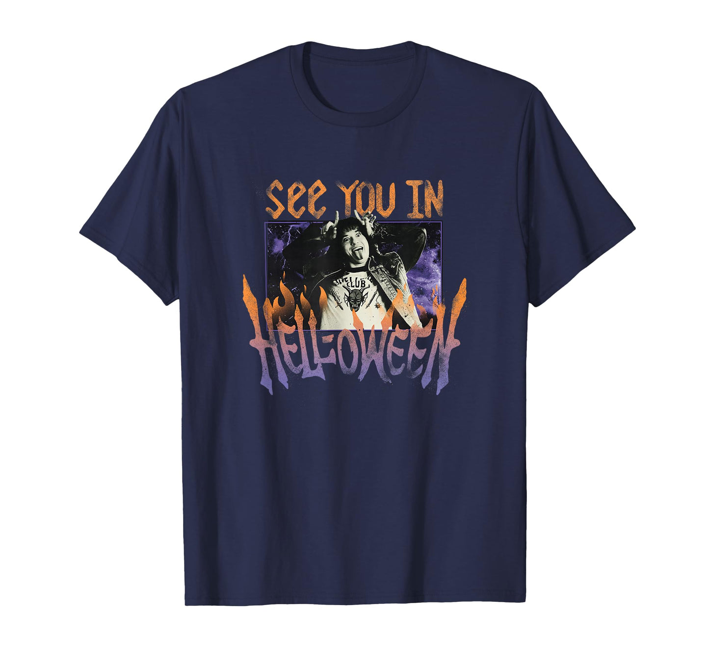 Stranger Things Eddie Munson Hellfire Halloween Flames T-Shirt