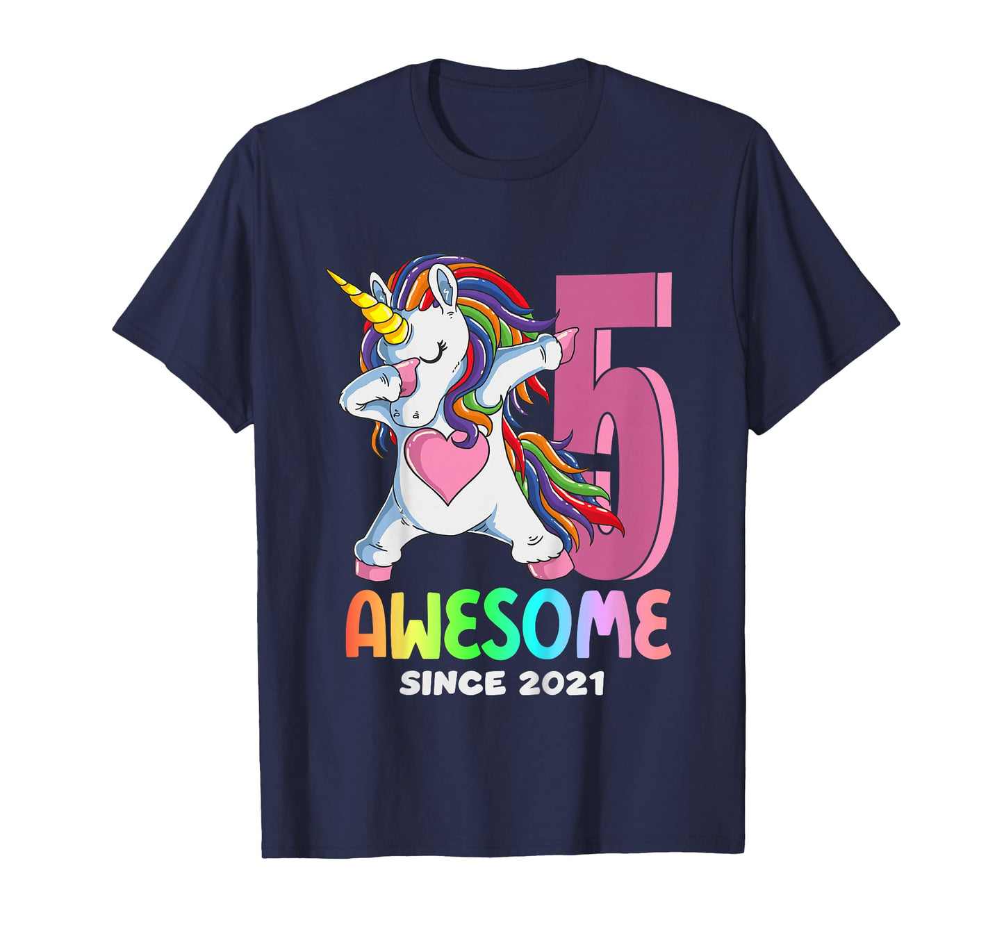 5th Birthday Girl Unicorn Shirt Awesome Since 2021 Toddler T-Shirt