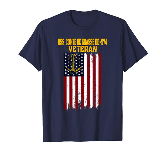 Destroyer USS Comte de Grasse 974 Warship Veteran Day Father T-Shirt