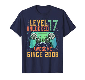 Level 17 Unlocked Awesome Since 2009 17th Birthday Boy T-Shirt