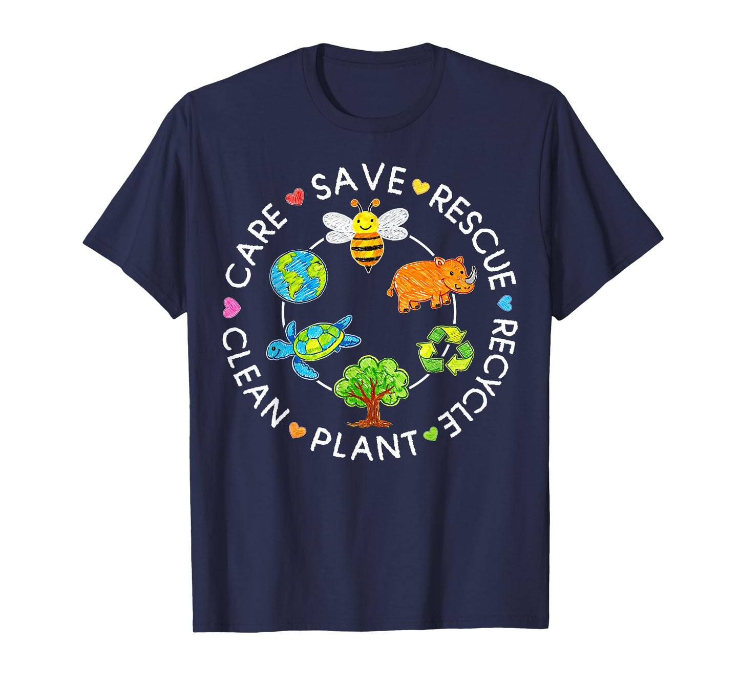 Save Rescue Recycle Clean Crayon Kids Earth Day Boys Girls T-Shirt