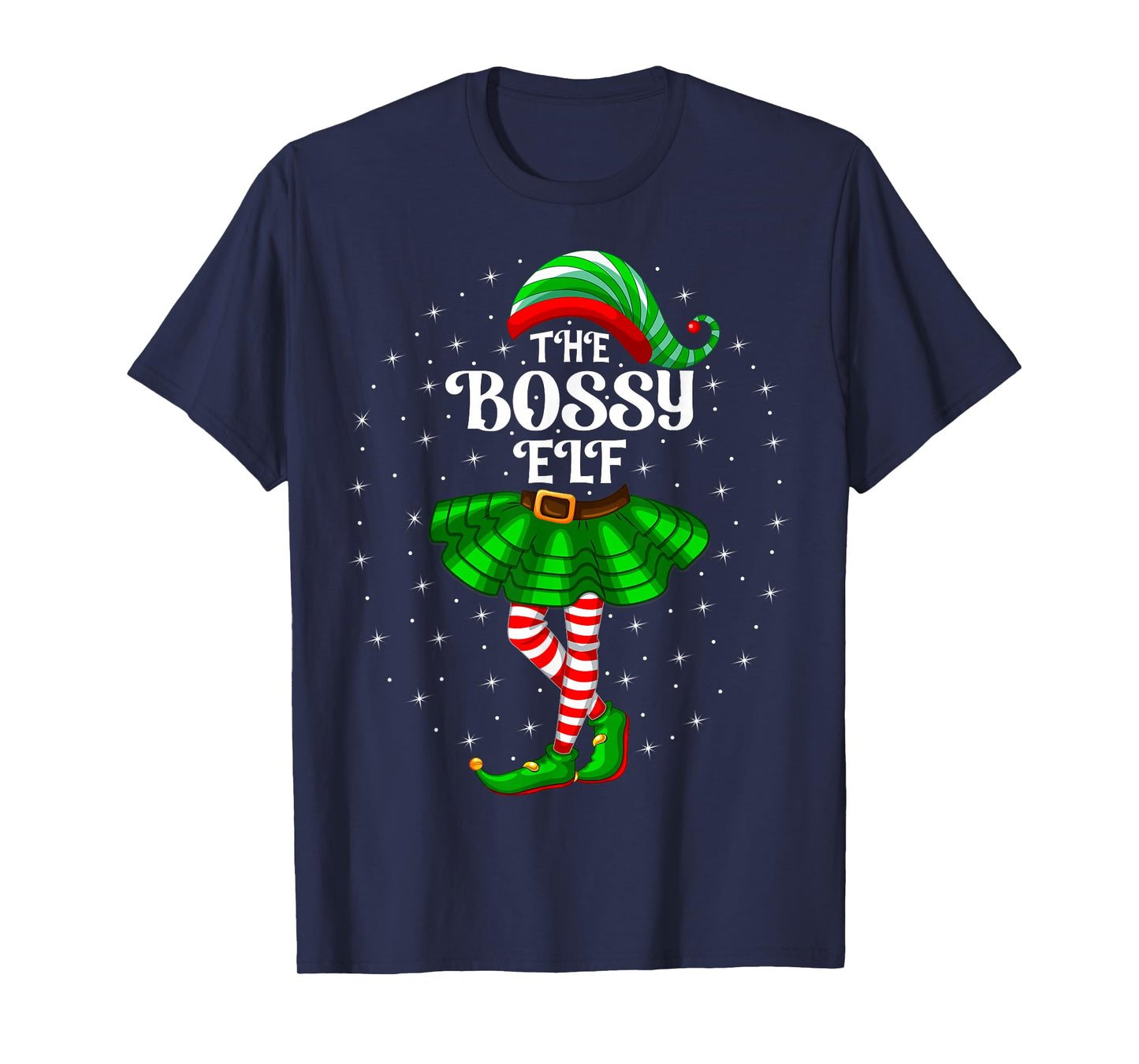 Bossy Elf Christmas Family Matching Women Girls Bossy Xmas T-Shirt