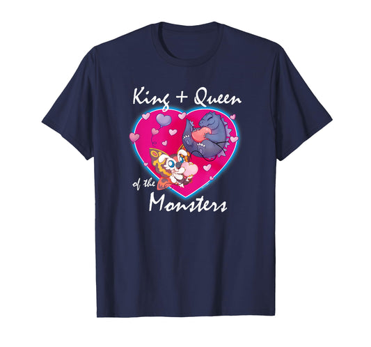 Godzilla King and Queen of Monster's Heart Cute Kaiju Movie T-Shirt