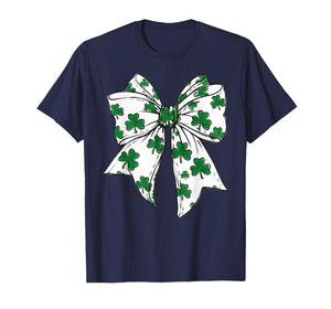 St Patrick Day Shamrock Coquette Bow Women Girls Boys T-Shirt