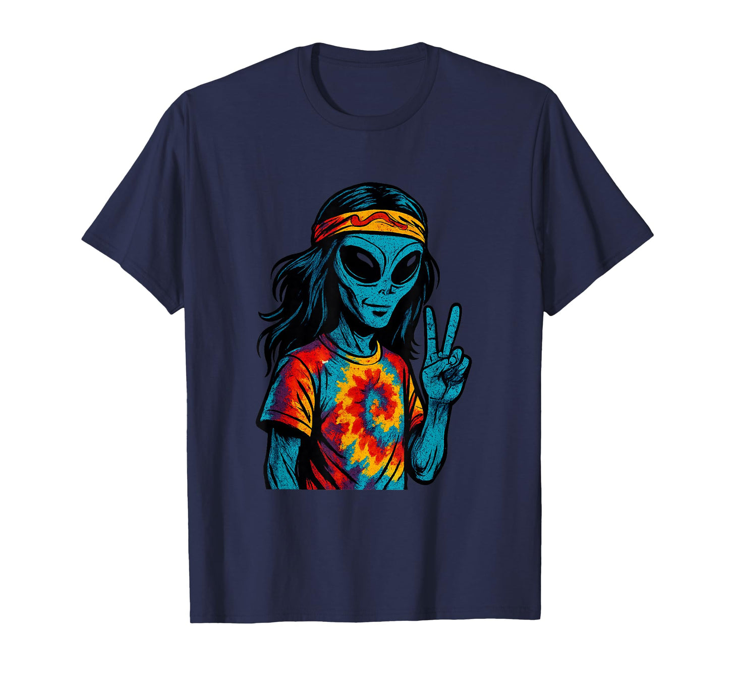 Hippie Alien Tie-Dye Design T-Shirt