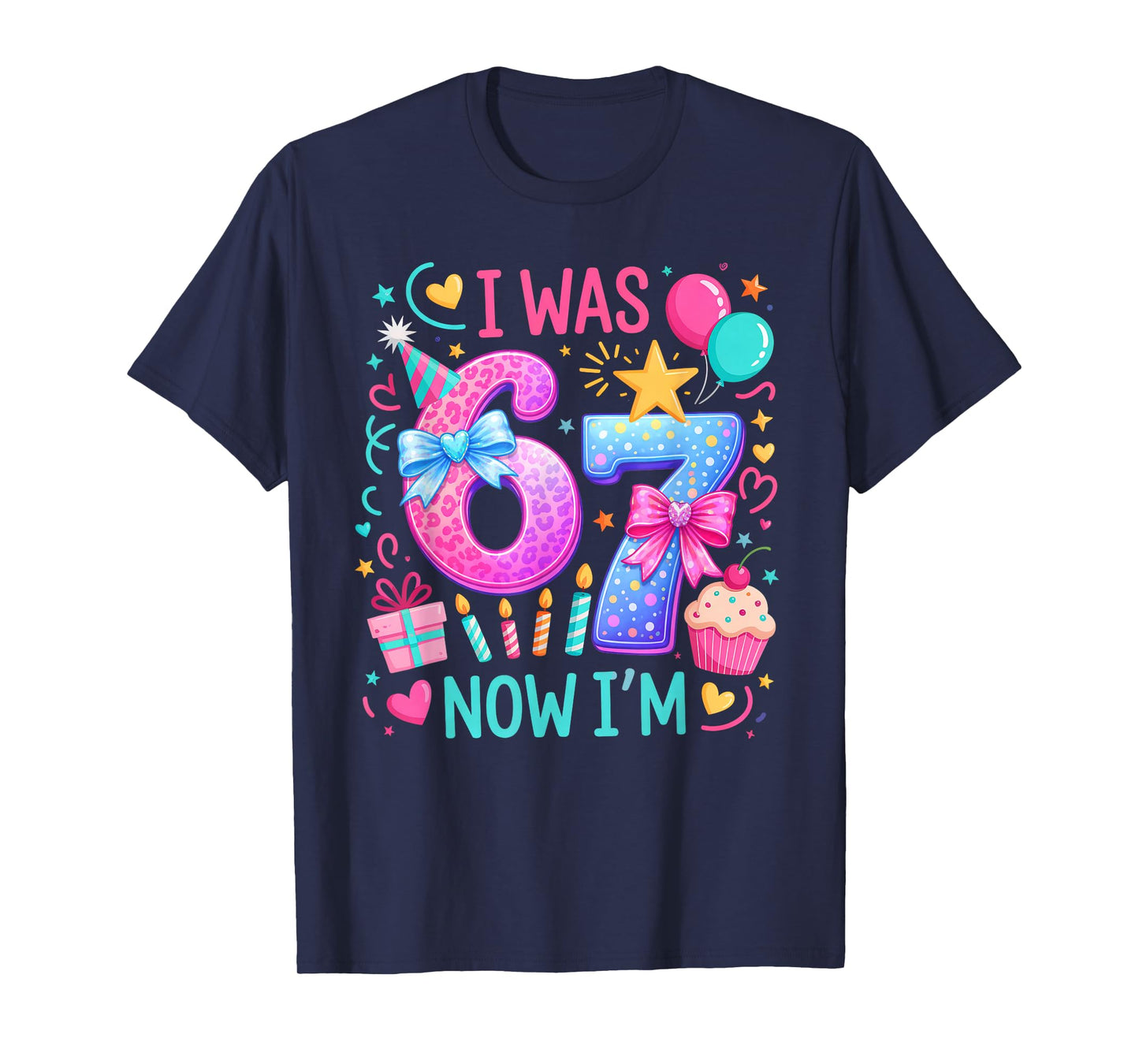 7th Birthday Girl I was 6 Now I'm 7 Year Old Kids Birthday T-Shirt