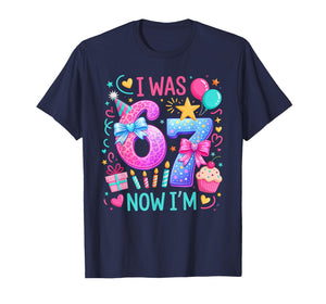 7th Birthday Girl I was 6 Now I'm 7 Year Old Kids Birthday T-Shirt