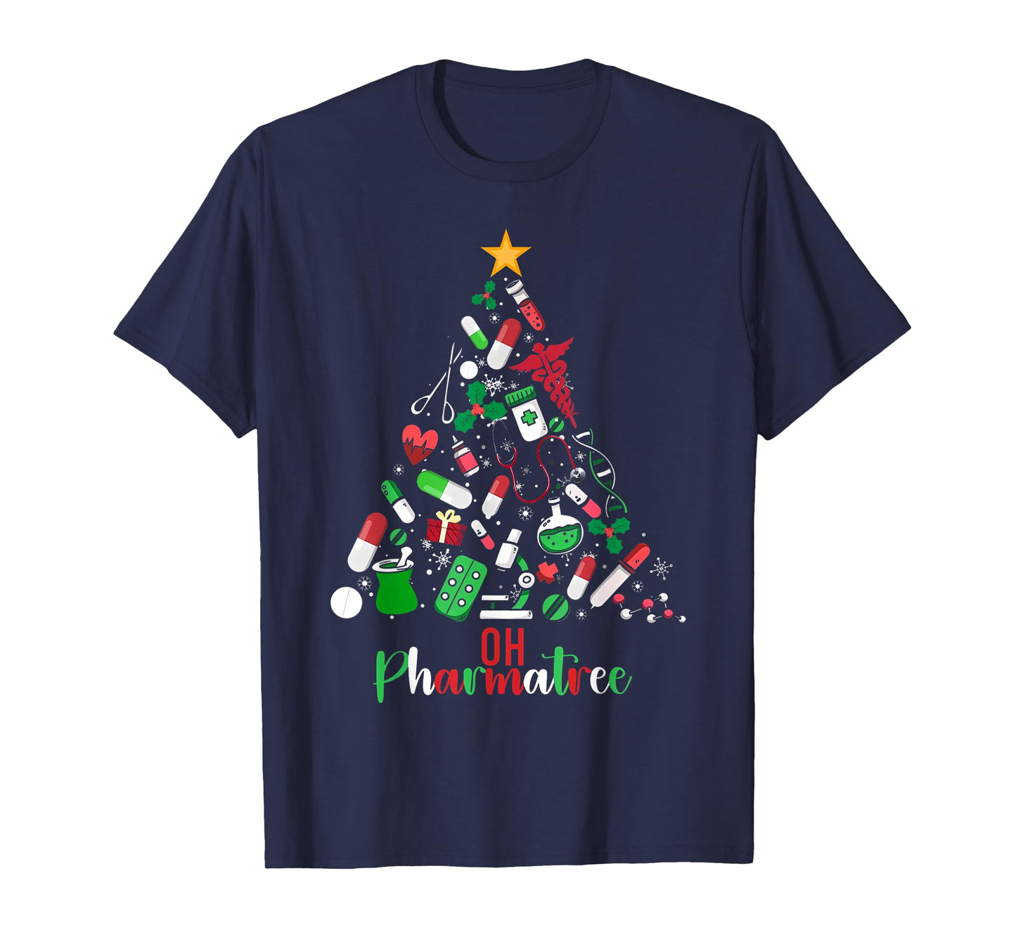 Oh Pharmatree Pharmacy Christmas Pharmacist Tech Medicine T-Shirt