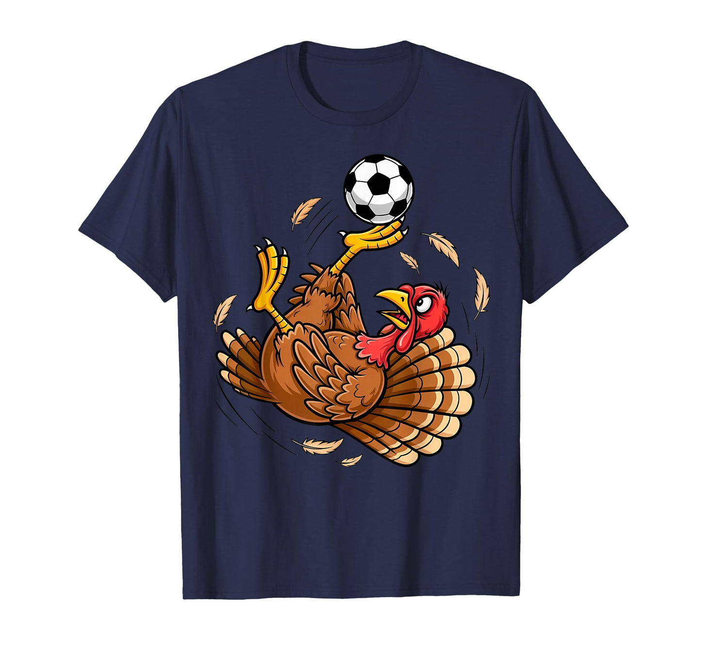 Funny Turkey Bicycle Kick Soccer Thanksgiving Boys Girls T-Shirt