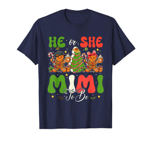 He or She Mimi to Be Christmas Gender Reveal Gingerbread T-Shirt