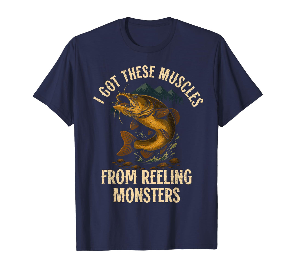 Trophy Flathead Reeling Monsters Funny Catfish cat Fishing T-Shirt