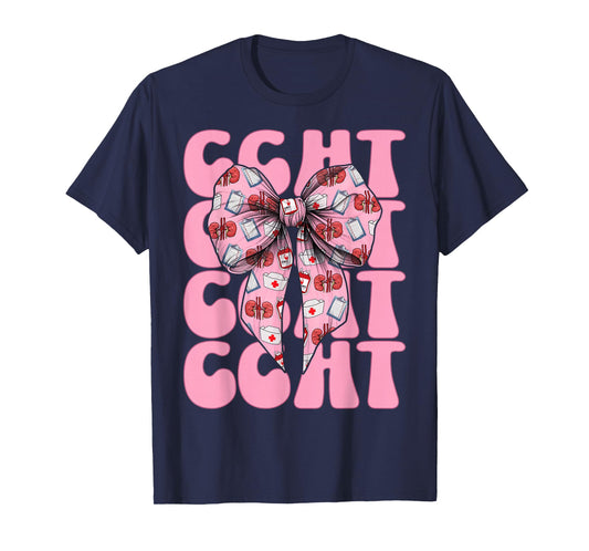 CCHT Dialysis Tech Dialysis Technician Girl Mom Coquette Bow T-Shirt