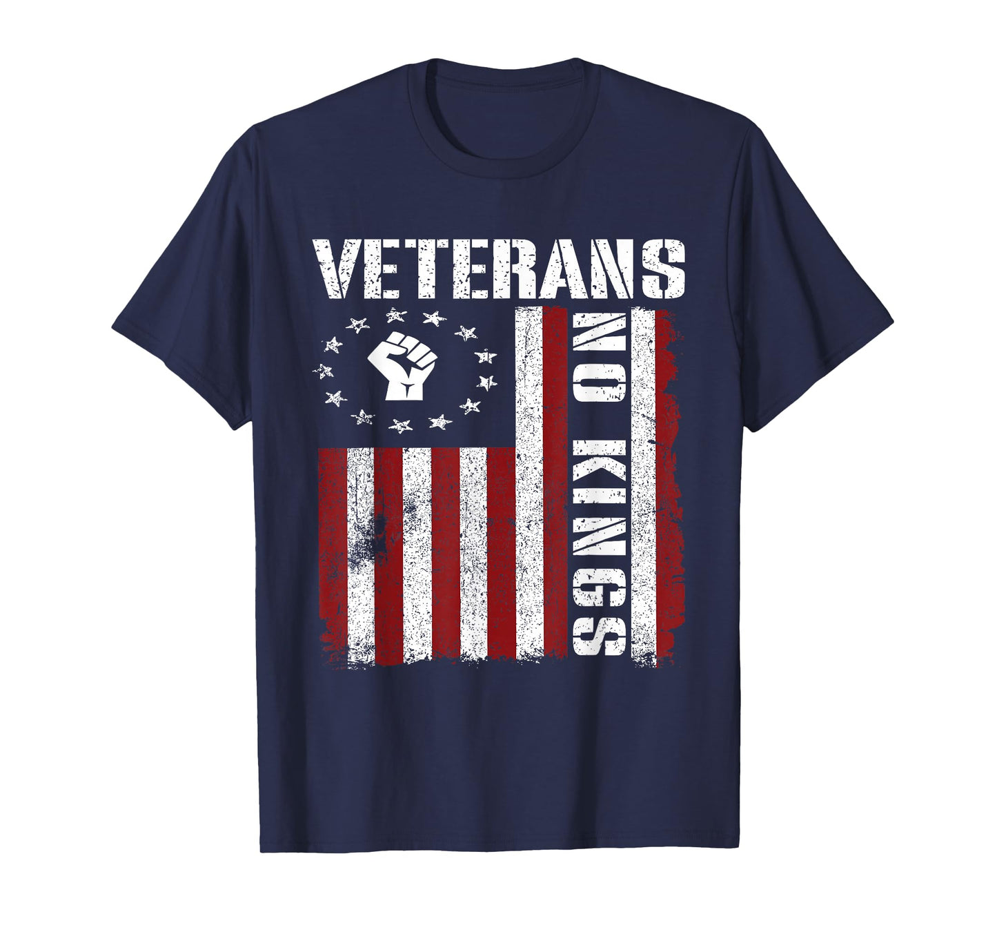 Military Veterans Protest USA Flag No Kings America Protest T-Shirt