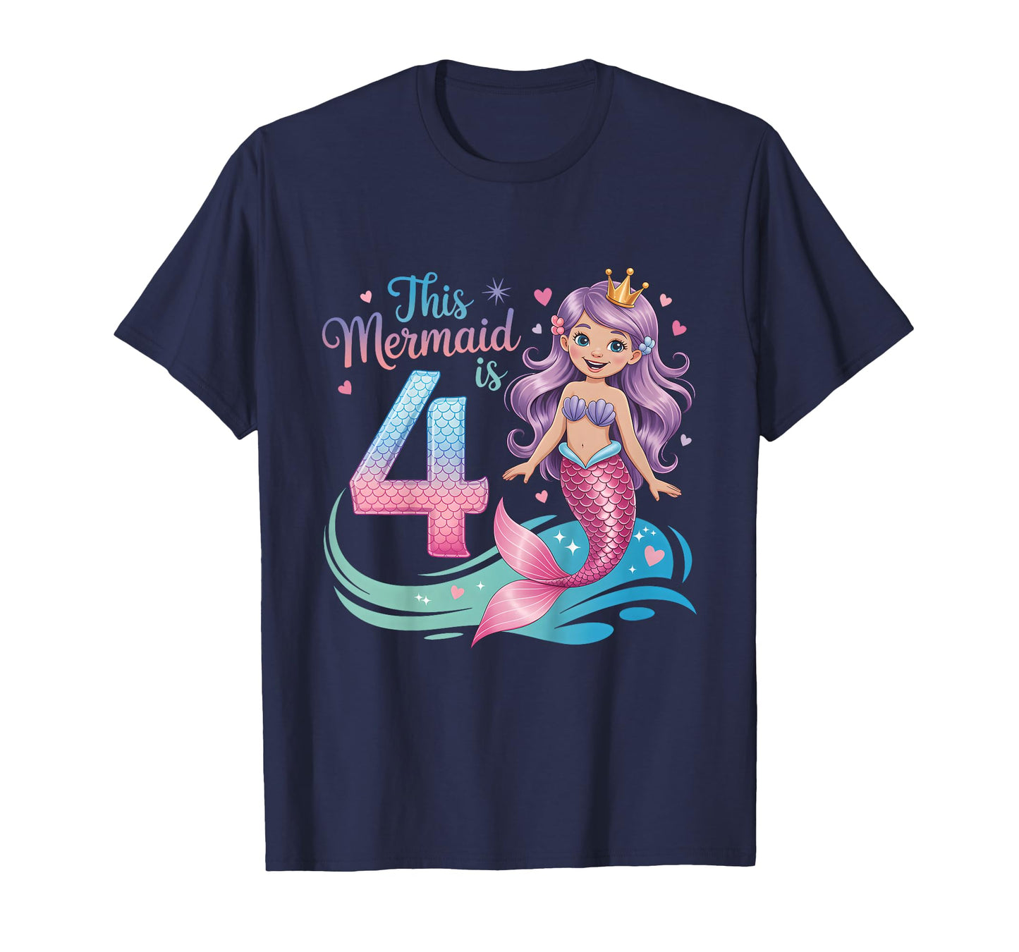 Kids Birthday This Mermaid is 4 Years 4th Birthday Mermaid T-Shirt