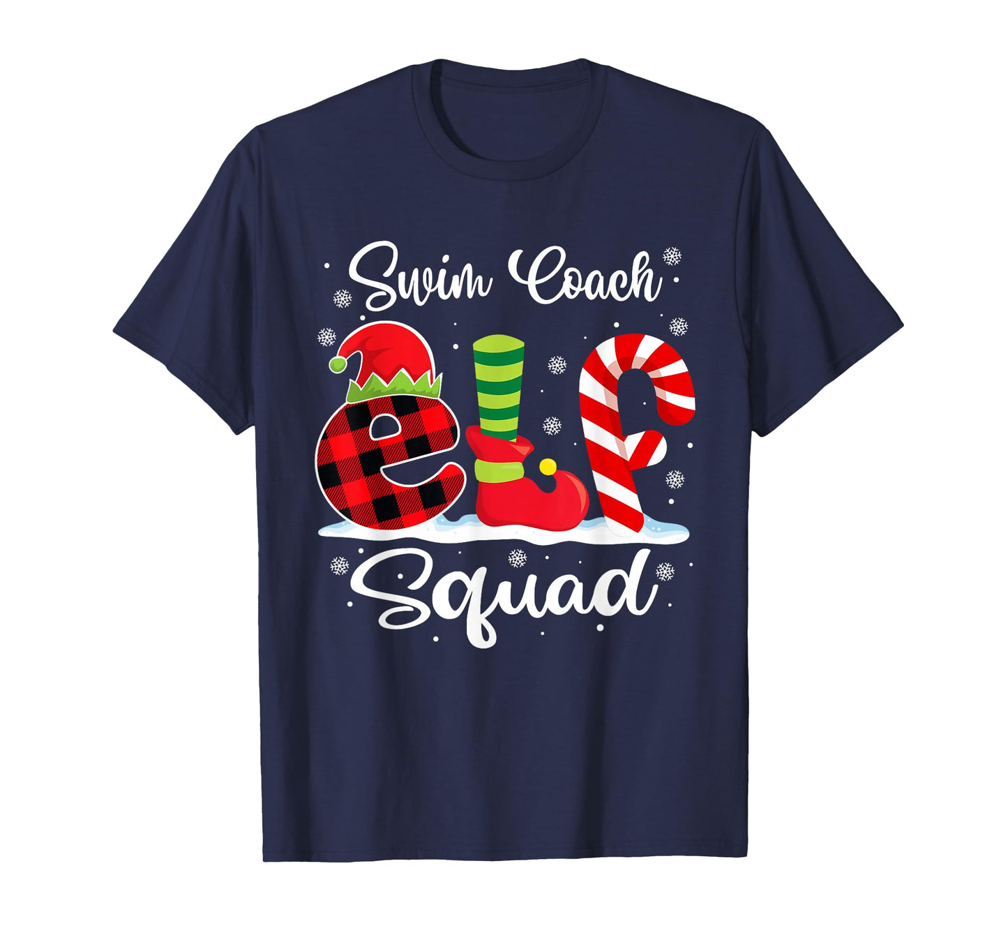 Swim Coach Elf Squad Christmas Matching X-mas T-Shirt