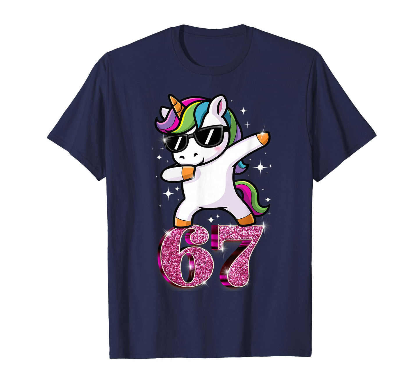Funny Girls Pink 67 Unicorn Six Seven Meme Brainrot T-Shirt
