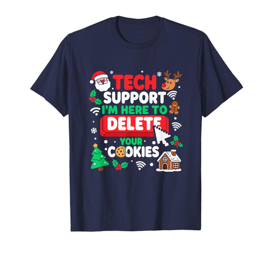Santa's Tech Support Rebooting Christmas Computer Meme Funny T-Shirt