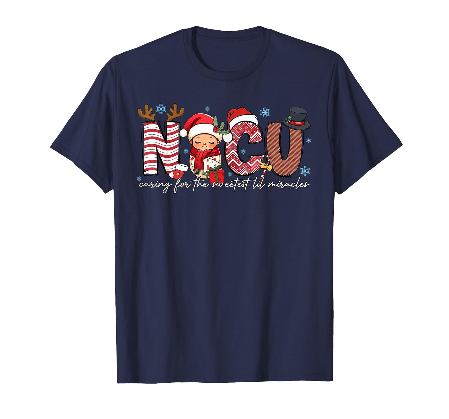NICU Caring for Sweetest Lil Miracles Christmas Nurse Gift T-Shirt