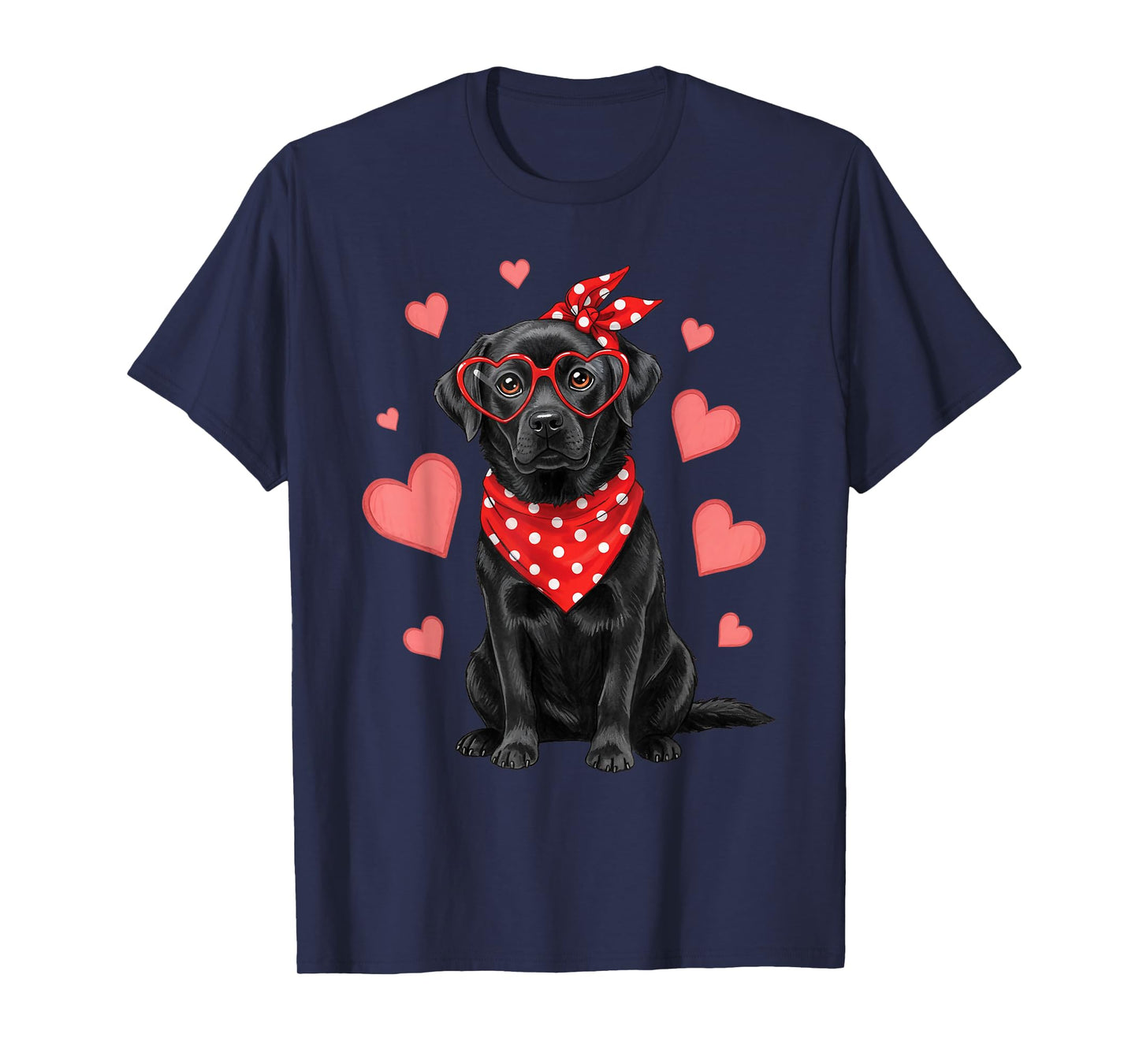 Labrador Dog Valentines Day Cute Heart Glasses Dog Lover T-Shirt