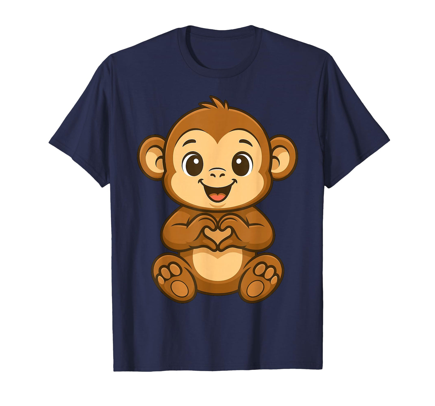 Monkey Doing Heart with Hands Valentines Day T-Shirt