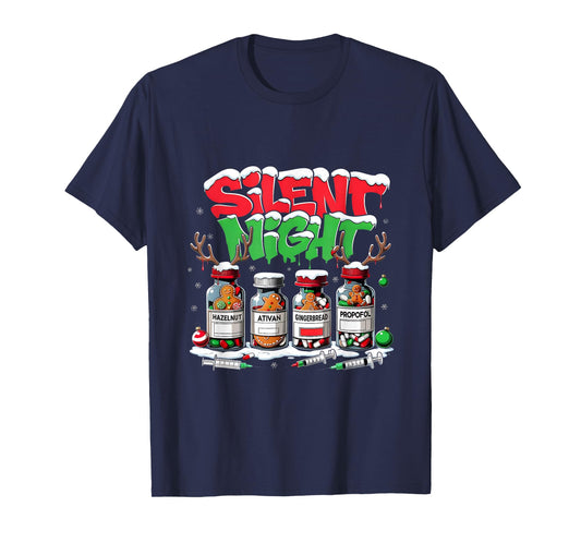Silent Night Funny RN ER Nurse Christmas Medical Squad T-Shirt