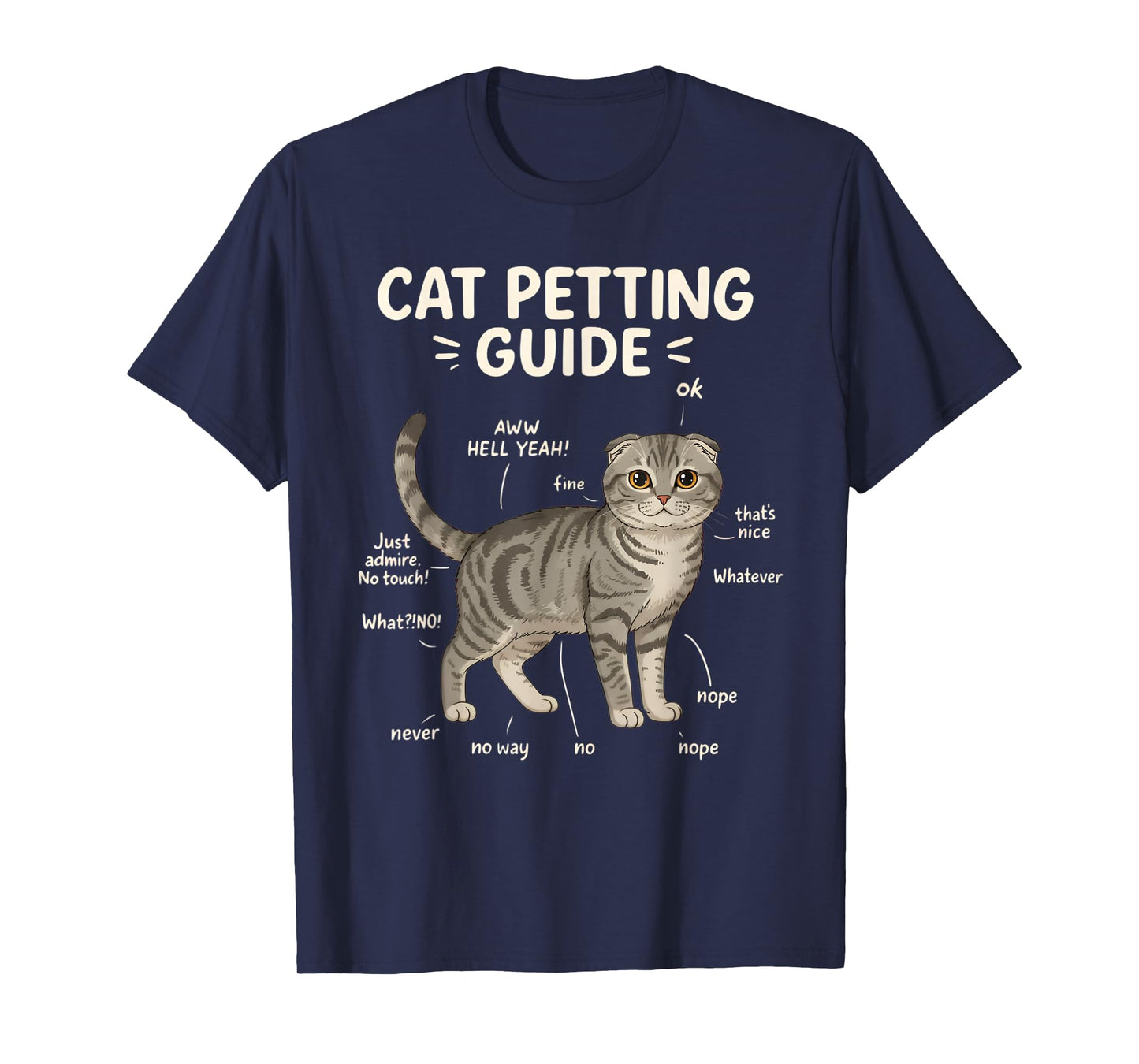 Scottish Fold Cat Petting Guide Funny Cat Lover T-Shirt
