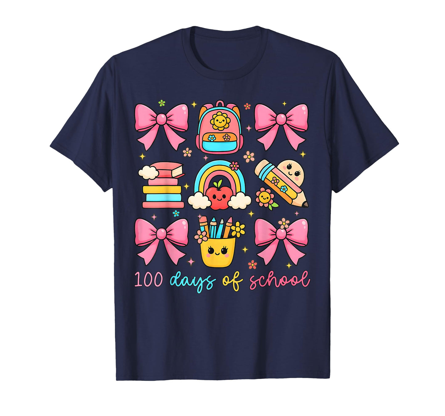 Coquette Bow 100th Day of School 100 Days Teacher Girls T-Shirt