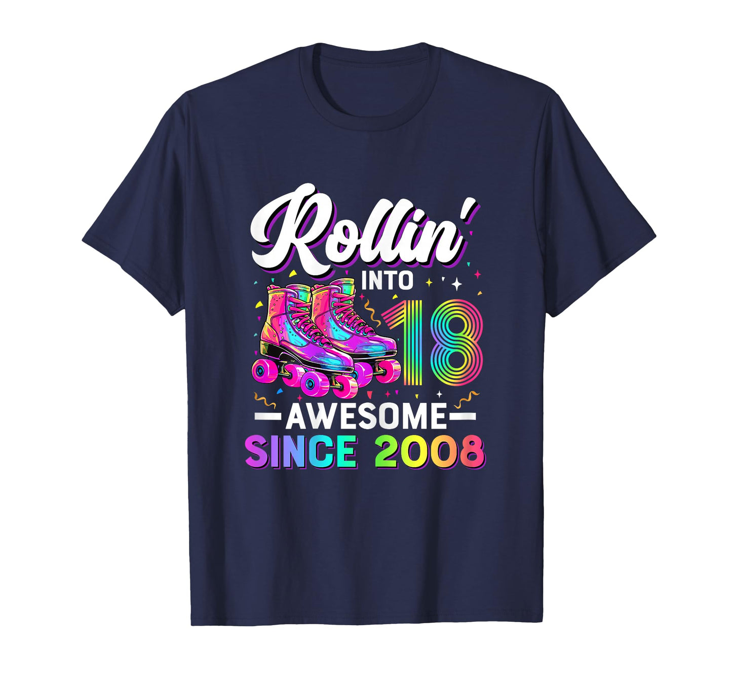 18th Birthday Shirt Girl 18 Year Old Roller Skate Skating T-Shirt
