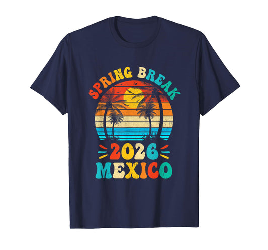 Groovy Spring Break 2026 Mexico Family Beach Vacations T-Shirt